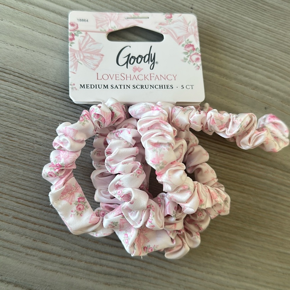 💕 Goody x LoveShackFancy Skinny Satin Scrunchies - Rosa Beaux - 5ct